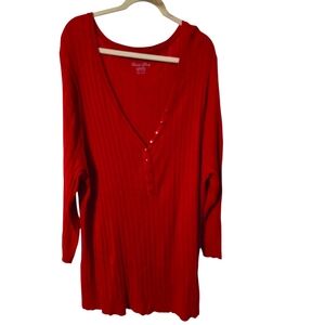 Faded Glory Red Ribbed V-Neck Top Size 4X 26/28